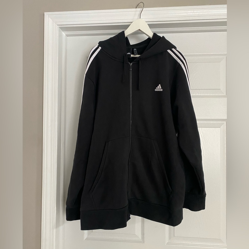 Men’s Black Full Zip Adidas Hoodie 2XL